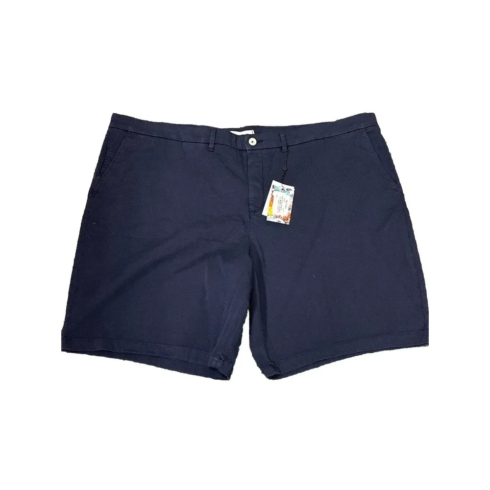 Robert Graham Chino Shorts Mens 46 Navy‎ Blue Classic Solid Fit Summer Golf NEW